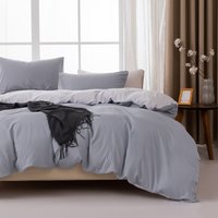 MENDALE Dekbedovertrek Set - Premium Beddengoed Set - 135*200 cm Dekbedovertrek met 80*80 cm Kussensloop - Zacht Gebrushed Microfiber - Donkergrijs & Lichtgrijs