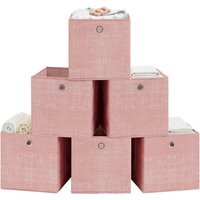 Ochama Cube Organisers, Foldable Fabric Storage Boxes with Handles, Set of 6, for Shelves, Clothes, Pink