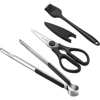 Maxcook 3-delige RVS BBQ-accessoireset - BBQ-tang, olieborstel, schaarset (Zwart) MCPJ9562