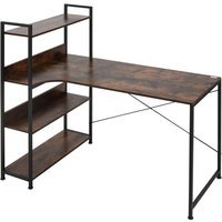HOMCOM Desk Tall Shelves Rustic Brown/Black