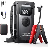 TREKURE Beta06 5500 A autojumpstarter met luchtcompressor (150 psi), 12 V draagbare accubooster voor alle benzine- en 10 L dieselmotoren, startbooster met startkabels, noodlicht (SOS)
