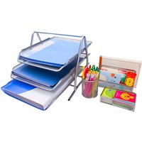 Senhoglb Office Desk Tidy 4-Piece Organiser Set,Silver, New Year Sale , Top gift picks