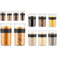 Bodum PRESSO Food Storage Containers 4 x 0.25L / 3 x 0.6L / 3 x 1L / 2 x 2L - Black