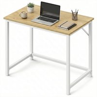 Computer Desk, for Home Study, Bedroom, 80 x 50 x 76 cm, Natural Oak and Pearl White