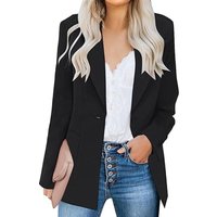 Women's Casual Blazers Long Sleeve Lapel Button Slim Work Office Blazer Jacket (black, S)