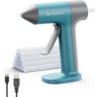 Cordless Mini Rechargeable Hot Glue Gun USB-C with 20 PCS, 7 x 140 mm Glue Sticks, 30 s Fast Heating, Anti-Drip Nozzle, Blue