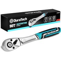 DURATECH Ratelhouder, 3/8" Vierkante Steek, Omkeerbare Ratel 90 Tanden, Gemaakt van Chroom-Vanadiumstaal, Kleine Bedieningshoek 4° voor Krappe Montageruimtes