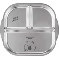 Maxcook 304 Stainless Steel Square 3-Compartment Plate - Capivara