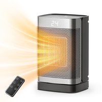 Totopia 1500W PTC elektrische kachel met 2 verwarmingsstanden, 12-uurs timer, kantel- en overhittingsbeveiliging, ruimteverwarmer voor slaapkamer, kantoor, bureau, afstandsbediening, KPT-150 0596YL