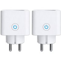Antela WLAN slimme stekker 16 A met verbruiksmeter, compatibel met Alexa en Google Home, app-afstandsbediening, 2,4 GHz, 3680 W, set van 2