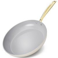 Sanho 20cm Non Stick Frying Pan, Diamond-Titanium Ceramic, PFAS Free, Stay-Cool Handle, Oven & Dishwasher Safe, Induction Compatible, Beige White