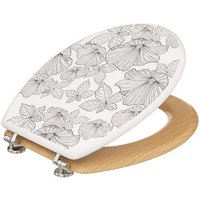5five Zwarte Bloemen Toiletzitting - 42,5 x 36 cm, Zwart-witte Bloemen