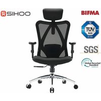 Sihoo M18 Ergonomic Office Chair, Computer Desk Chair with Adjustable Headrest and Lumbar Support, High Back Executive Swivel Chair for Home Office (Pure Black)