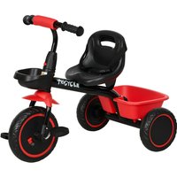 370-269V00RD AIYAPLAY Trike for Kids, Toddler Tricycle for 2 to 5 Years, with Adjustable Seat, Pedal, Front Rear Baskets, 3 Wheels Kids Bike Gift for Boys and Girls, Red