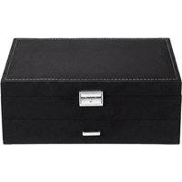 Ochama Sieraden Organizer, 2-Lagen Opbergdoos met Lade en Slot, voor Oorbellen Ringen Kettingen, Cadeau Idee, Zwart
