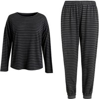 IZURIA round-neck striped black long sleeved top and pants set M