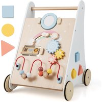 Wooden Baby Walker with Multiple Activities Center for Over 1 Year Old-White