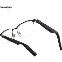LAWAKEN AI Chat City Executive Titanium AI Smart Audio Glasses, 128 Languages Real-Time Translation, AI Note for Meeting Summary, AI agent of ChatGPT Gemini Claude, Waterproof, Lightweight, Long battery, Prescription Lenses, 5.3 Bluetooth, Hands-Free Wearable, Open-Ear Music & Calls, for ios android, Lightweight Fit, for Lifestyle & Travel
