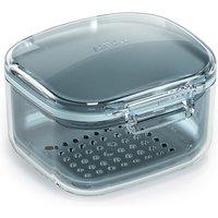 Retainer Case, Retainer Cleaner Case, Unique Denture Bath with Drain Tray, Suitable for Dentures, Denture Bridges, Partial Dentures, Traditional Braces, Etc. (Blue)