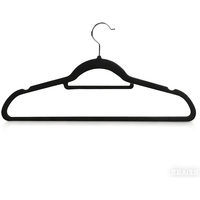 ANQI Non-Slip Velvet Suit Hangers with Tie Bar, 20-Pack, Black