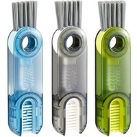 JORDAN&JUDY 3-in-1 Cup Brush Gap U-Shaped Cup Mouth Lid Cleaner Blue+Green+Gray
