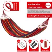 VXOYO Dubbele hangmat met spreiders, 200 x 100 cm regenboog dik canvas hangmat, met metalen versterkte knopen, 3 m sterk touw, max. belasting 300 kg