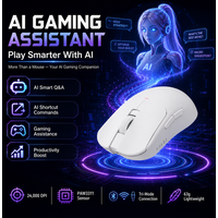 AJAZZ AJ200 AI MC Wireless Gaming Mouse, AI Gaming Assistant, 24000 DPI PAW3311 Sensor, Tri-Mode Bluetooth/2.4G/USB-C, Lightweight 63g Ergonomic Mouse for PC Gaming and Office