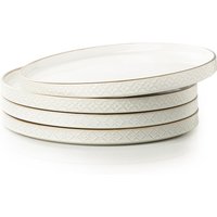 DAFUCERAMIC 10.25” Ceramic Dinner Plates, Set of 4, Microwave & Dishwasher Safe, Salad Pasta Deep Plates with Embossments Set of 4, Arctic white