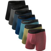 BAMBOO COOL Men's Underwear Breathable Boxer Briefs with Fly Moisture-Wicking Lightweight Underwear L (7 Pack)