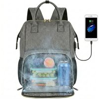 【Summer Cooler Bag】Insulated Lunch Backpack for Women men, 15.6-Inch Laptop and Travel Bag with USB Port, Waterproof for Men, College and Business, Gray