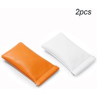 Oirlv 2 stuks Automatisch sluitende mini make-uptas Waterdichte PU-leer oordopjes opbergtas Muntas Zero-portemonnee Lippenstift sieraden opbergtas