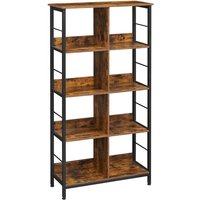 Ochama 4-Tier Ladder Shelf, Display Bookcase for Bedroom, Living Room, Office, Rustic Brown and Black