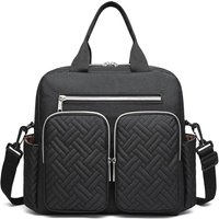Kono Baby Changing Bag Weekender Travel Nappy Tote for Mum and Dad Convertible Messenger with Insulated Pockets (Medium bag black)