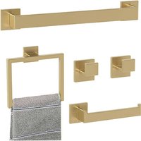 JORDAN&JUDY 5-Piece Gold Towel Rack Set, Luxury Style, Bathroom Organizer