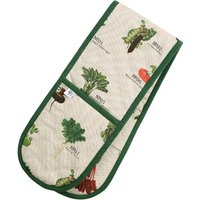 RHS by Dexam Double Oven Glove Benary Vegetables 100% Cotton Stone/Green