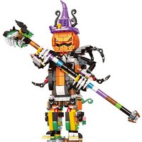 WOMA Halloween Advent Calendar Building Blocks Set, 1114 PCS 31 in 1 Pumpkin Scarecrow Bricks Toy, DIY Assembly Construction Kit, Halloween Decoration Gift for Kids Age 6+ Boys Girls