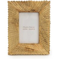 Candlelight Photo Frame Etched Lines Mango Wood 4x6"