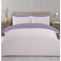 NightComfort Duvet Cover Set Plain Reversible Polycotton Pink/Purple Double