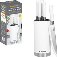 BLACKMOOR Orb Brushed Steel Knife Block - White