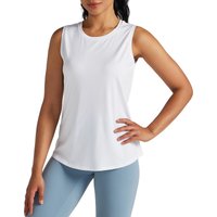 WILLIT dames workout tanktops zonder mouwen, running/yoga tops, snel drogend, active shirts, gym/fitness, losse pasvorm, wit, M