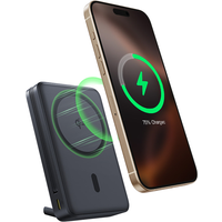 Baseus Nomos Qi2 powerbank met ingebouwde USB-C-kabel, magnetische standaard, 10000 mAh, 45 W, interstellair zwart