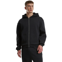 Urban Classics zachte, geraffleerde ziphoody van fleecedoek & fleecedouw - zwart S