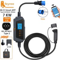 feyree EV-oplader Type 2 32A 7kW, snelladen, app-bediening, wifi-besturing, draagbare oplaadbak met ophangbevestiging, voor elektrische auto-oplader