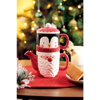 Feeric Kersttheepot en kopset - Keramiek, 21 cm, Wit