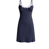 collar white lace v-neck navy suspender dress M