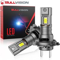 Bullvision H7 Fog Light Bulbs, 12000LM 300% Brighter, 6000K Cool White Car Headlights, 1:1 Mini Size Plug &Play, H7 Bulb with Cooling Fan, Pack of 2