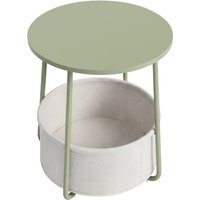 Ochama Side Table, Round End Table with Fabric Basket, for Living Room Bedroom, Bedside Table, Modern Style, Green