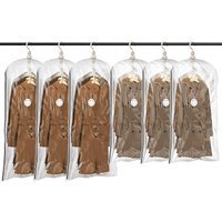 TAILI Hanging Vacuum Storage Bags Space Saver Bags, Vacuum Sealer Bags for Clothing, Suits and Jackets, Closet Organizers and Storage, (3 Long, 3 Short) Clear