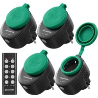 DEWENWILS draadloos op afstand bedienbaar stopcontact 4 stuks 16 A 3680 W waterdicht voor buiten IP44 bereik van 30 m bediening van 1 tot 4 kanalen timerfunctie zwart