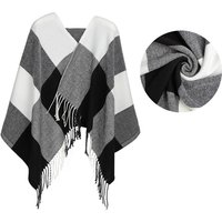 Miss Lulu Women Scarves Winter Long Soft Warm Tartan Check Wraps Wool Spinning Tassel Shawl Stole Scarf Ladies Black